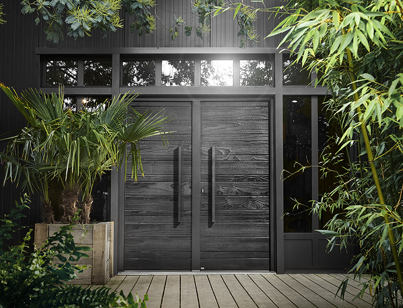 Porte d'entrée bois Nativ 21 fusion shou suji ban
