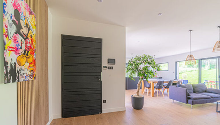 Porte d'entrée bois Natvi 21 fusions shou sugi ban