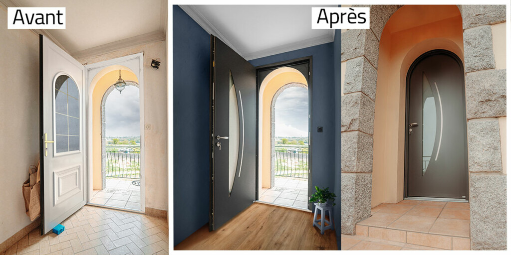 avant apres realisation - porte entree coin mouchoir