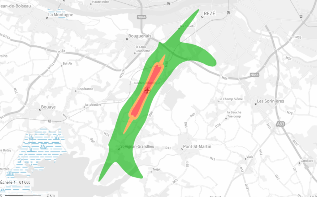 plan de gene sonore - aeroport de nantes