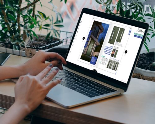 un ordinateur avec le catalogue digital de Zilten