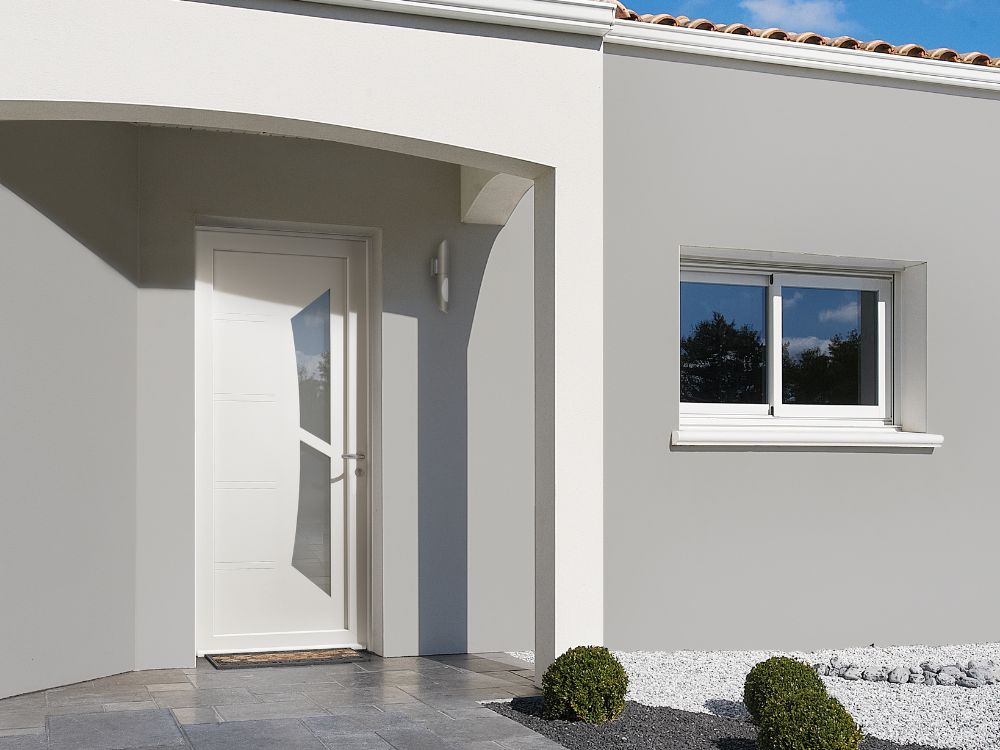 porte d'entrée en pvc moderne avec un vitrage