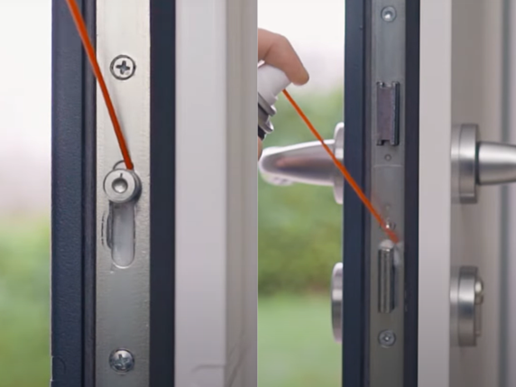 tutoriel lubrification des points de fermeture de la serrure de porte d'entrée