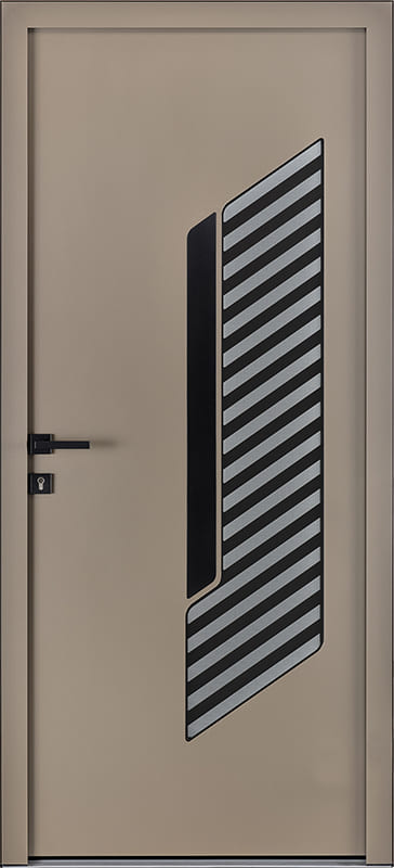 cyclo porte d'entrée aluminium aria 1 contemporaine avec grille et moustiquaire de porte d'entrée